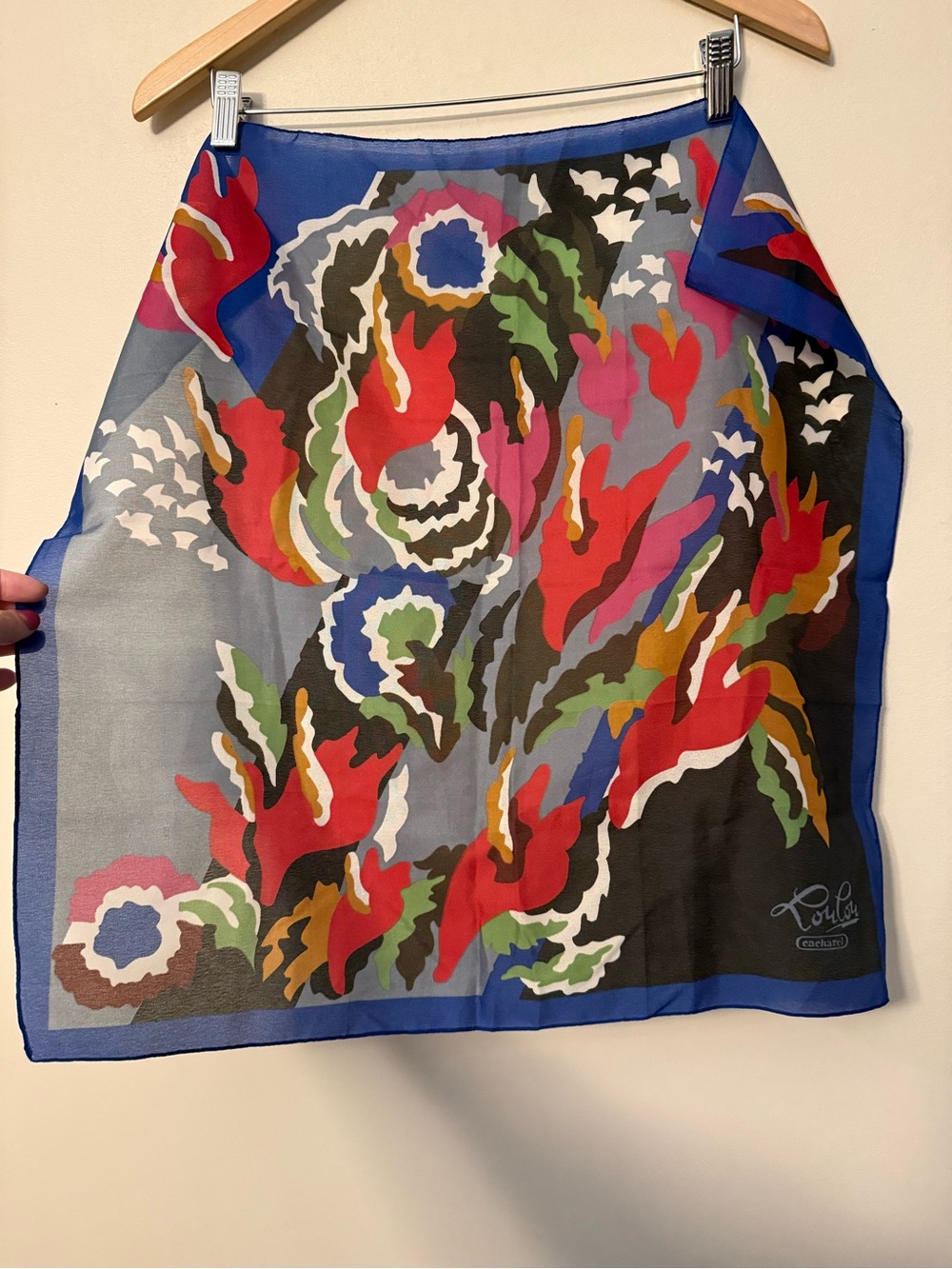 Vintage Lou Lou Cacharel Italian Floral Sheer Scarf